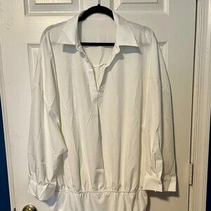 White collard bodysuit top